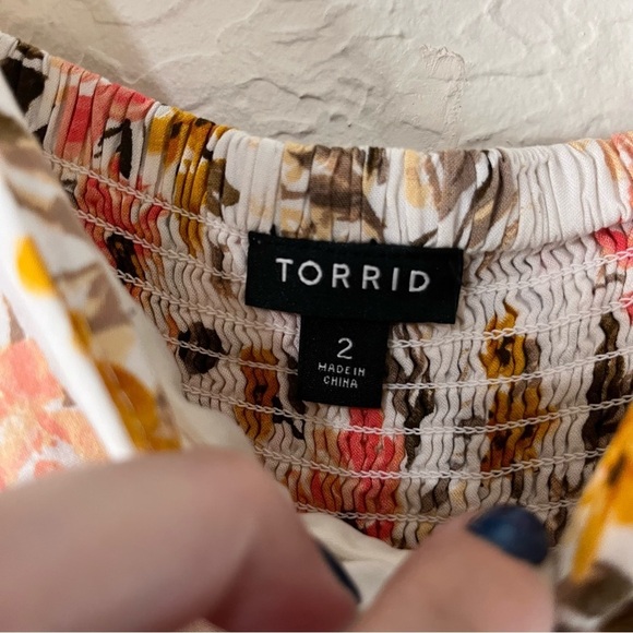 Torrid Mini Challis High Low Skater Dress in Ivory Floral - Picture 10 of 11